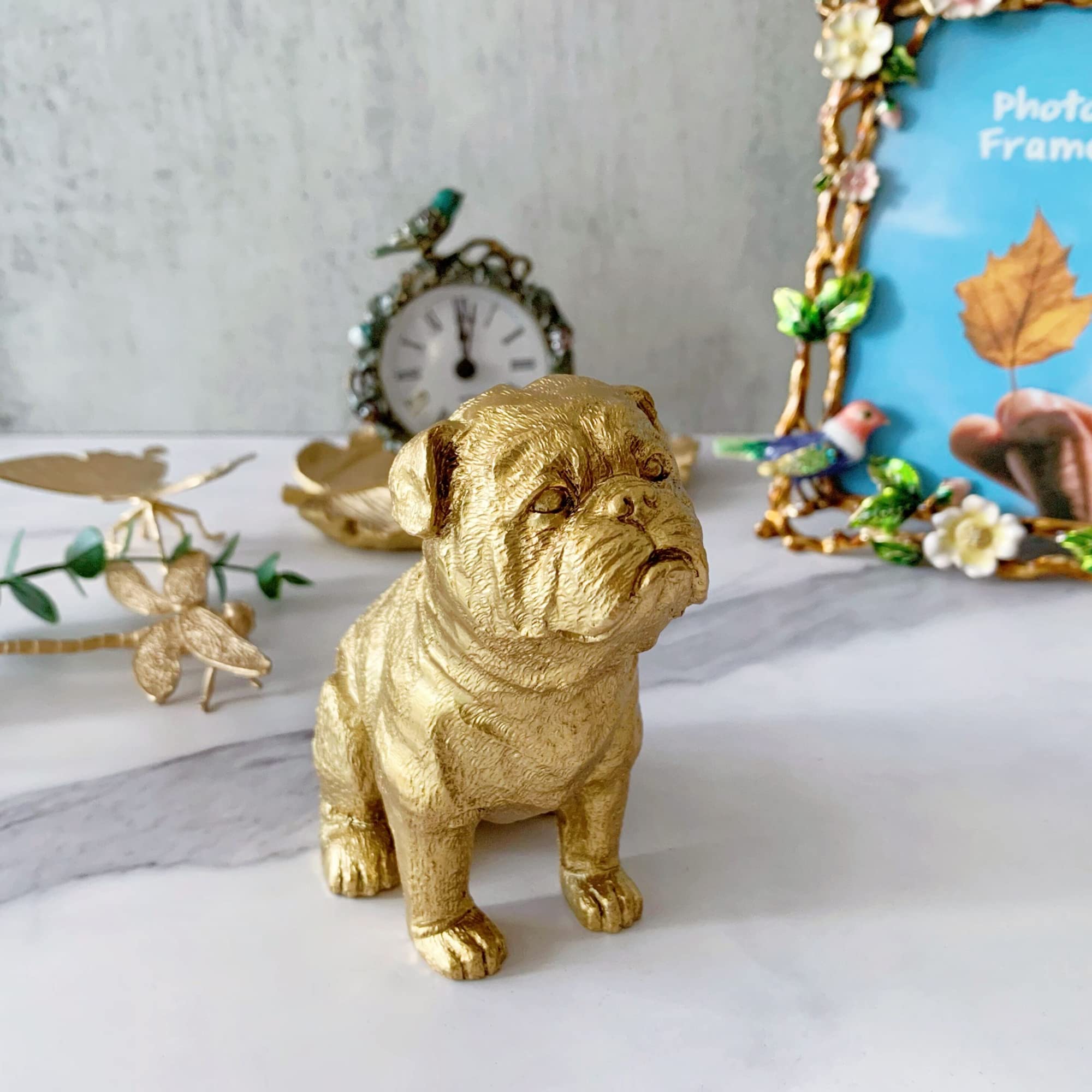 Amazon.co.jp: Pewery 金色の犬の像 象の置物 ホームデコレーション 犬